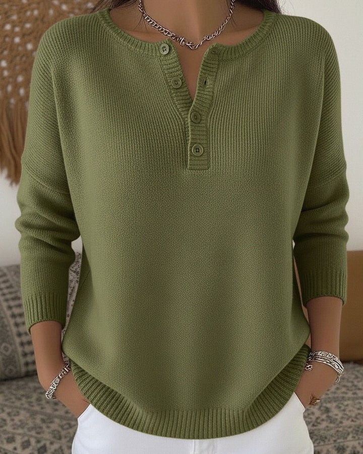 Helena | Sweter z guziczkami Henley