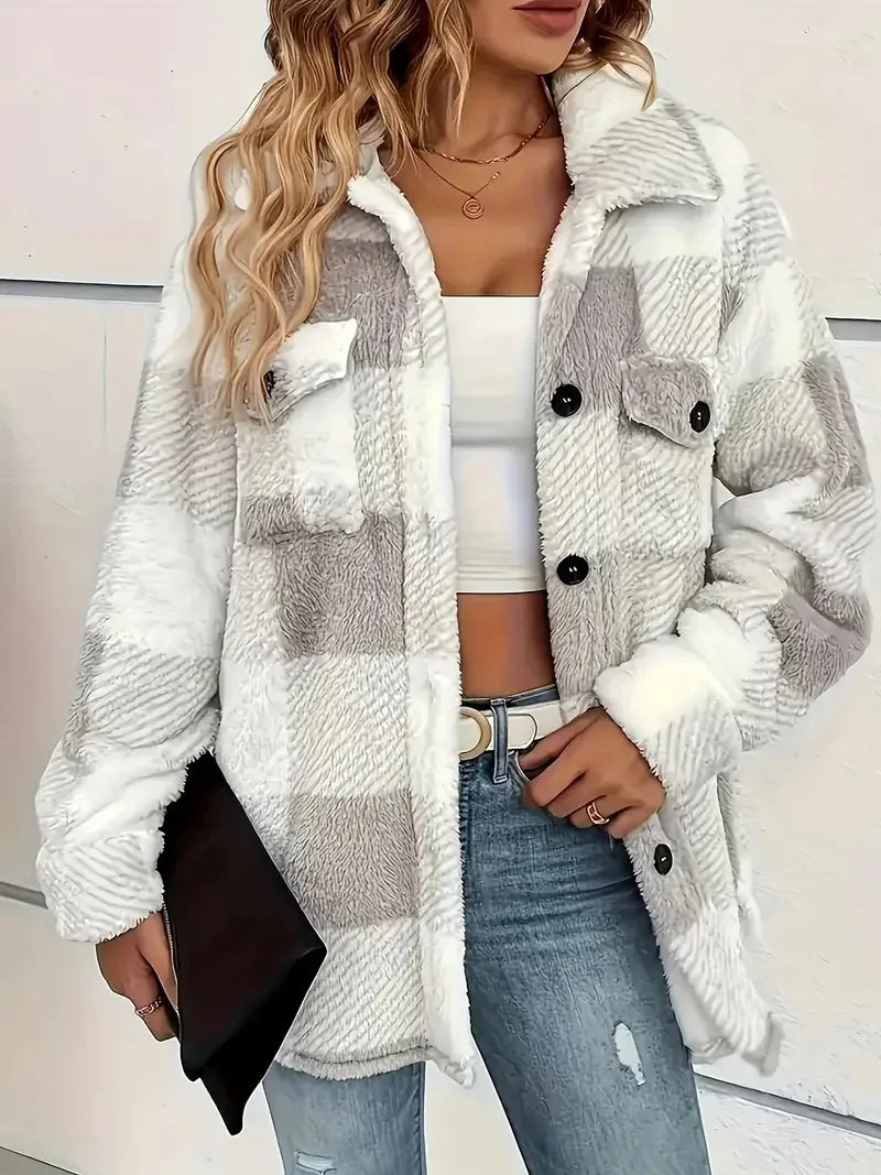 Martin | Elegancka Kurtka Fleece w Kratkę
