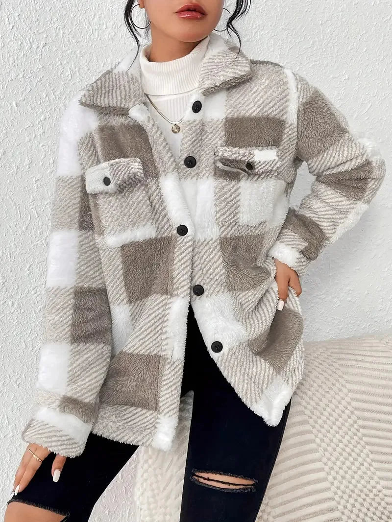 Martin | Elegancka Kurtka Fleece w Kratkę