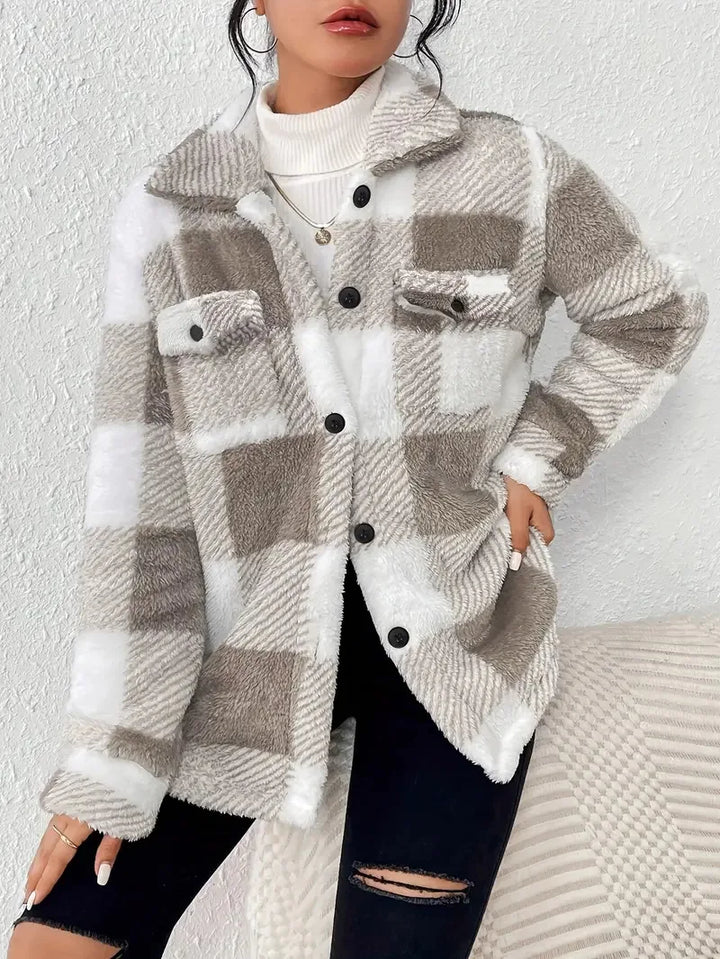 Martin | Elegancka Kurtka Fleece w Kratkę