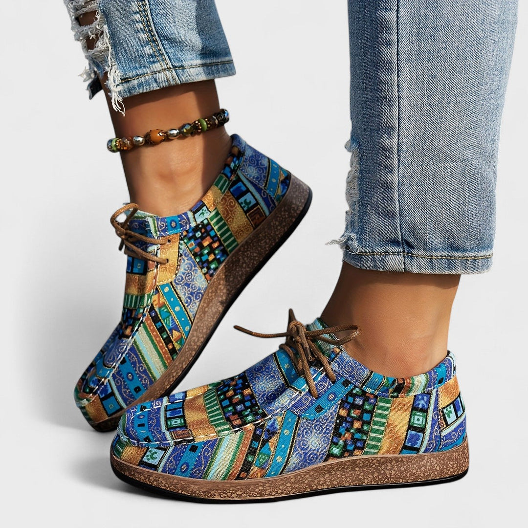 Amélie | Sneakers z patchworkowym wzorem i podwyższoną podeszwą