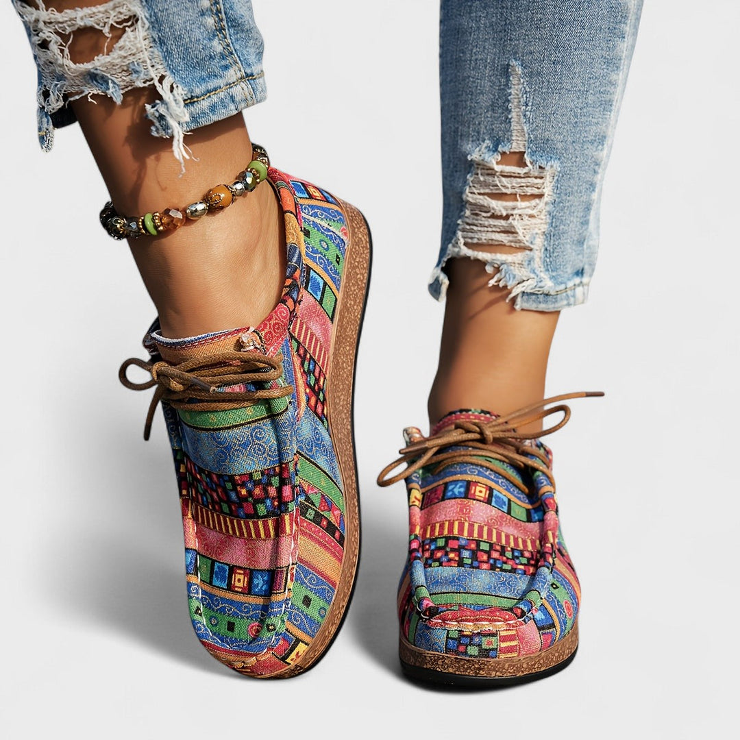 Amélie | Sneakers z patchworkowym wzorem i podwyższoną podeszwą