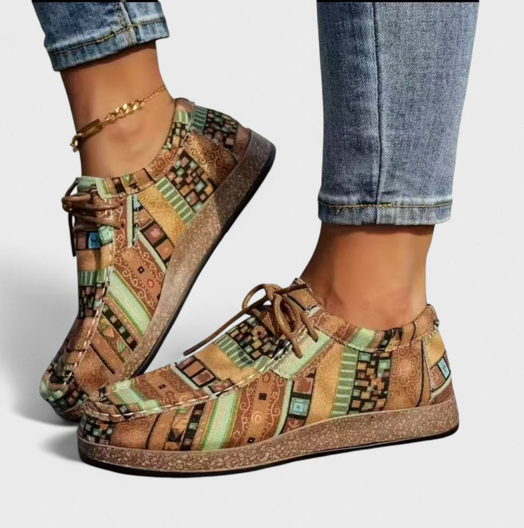Amélie | Sneakers z patchworkowym wzorem i podwyższoną podeszwą