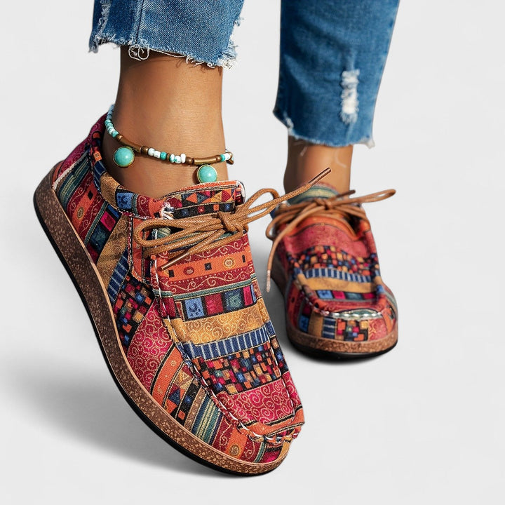 Amélie | Sneakers z patchworkowym wzorem i podwyższoną podeszwą