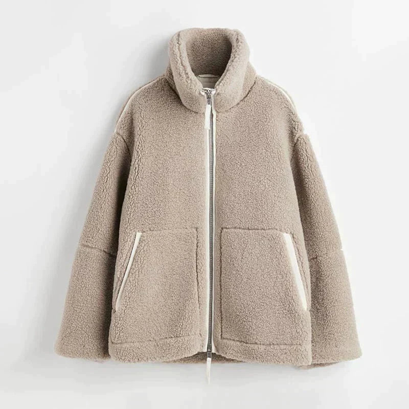 Silvana | Kurtka Teddy Oversize z Wysokim Kołnierzem