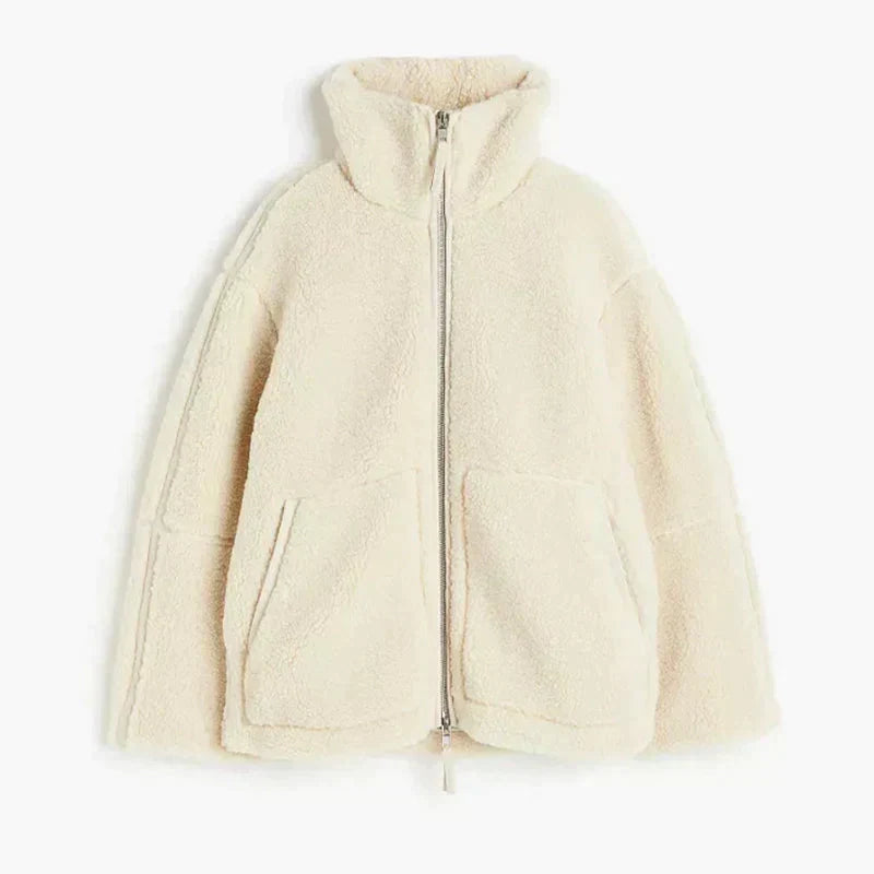 Silvana | Kurtka Teddy Oversize z Wysokim Kołnierzem