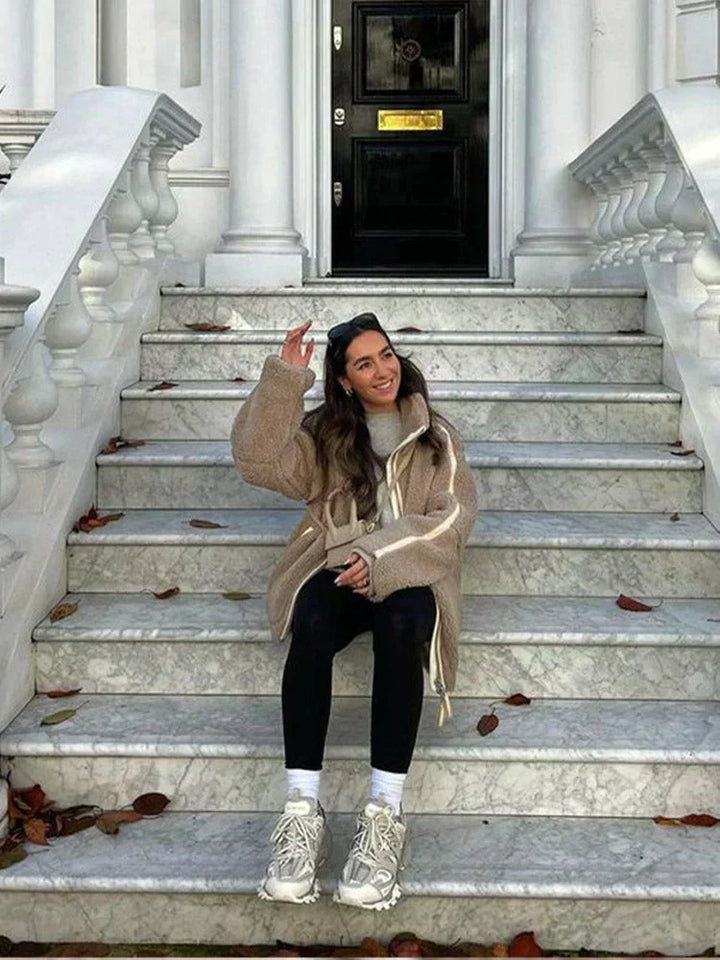 Silvana | Kurtka Teddy Oversize z Wysokim Kołnierzem