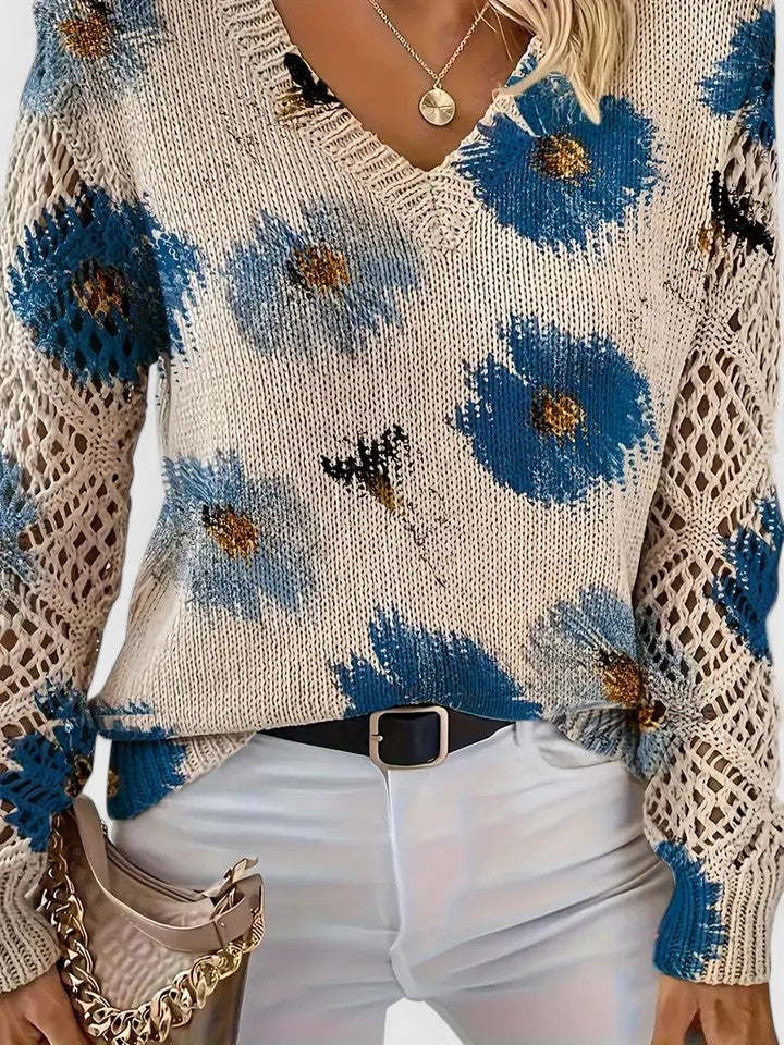 Rowan | Sweter z Kwiatowym Wzorem