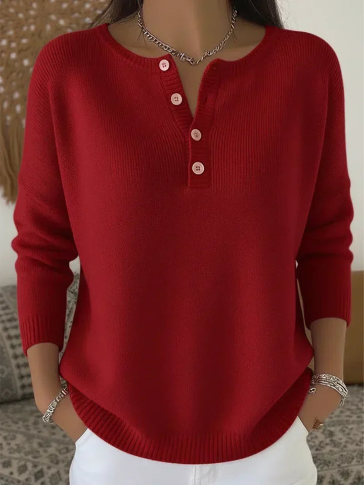Helena | Sweter z guziczkami Henley