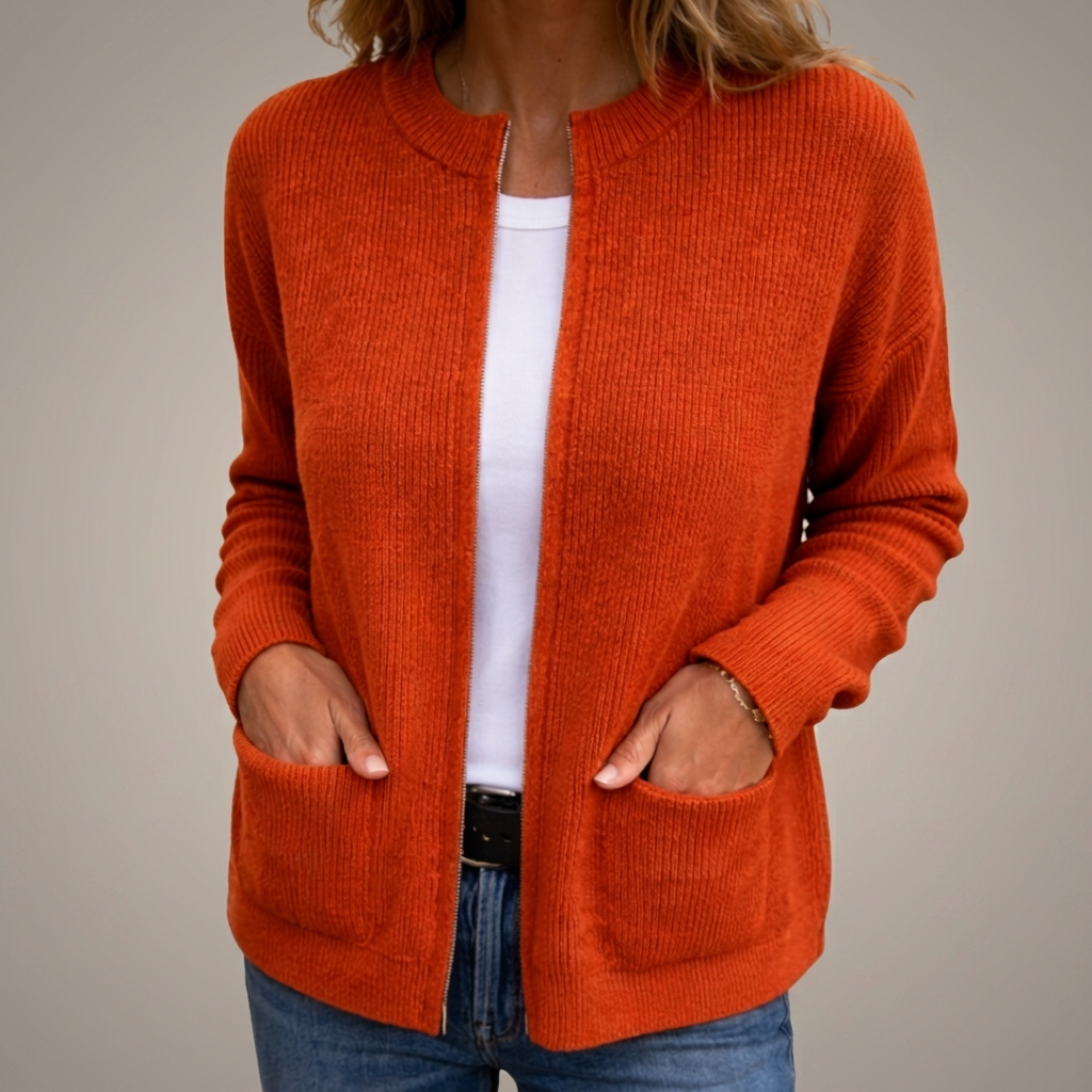 Colette | Ciepły Sweter Z Zippem z Kieszeniami