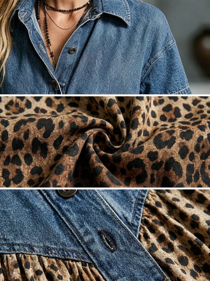 Różowa Sukienka w Stylu Boho z Denim